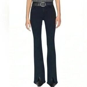 FRAME Le One Black Flare Split Hem High Waist Jeans Super Stretch NWT Size 2